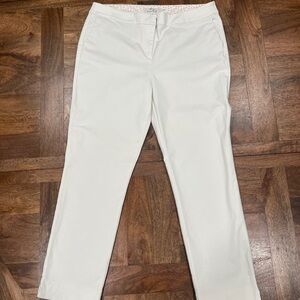 Boden White Chino Pants Womens Size 12 Zip Fly Back Hidden Pockets